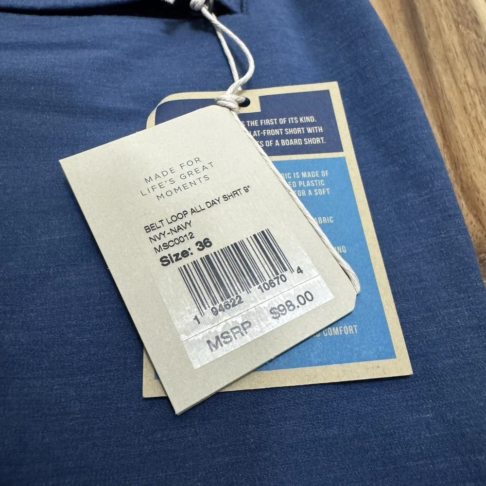 Faherty All Day Shorts Mens 36 Blue Chino Performance Drawstring 9